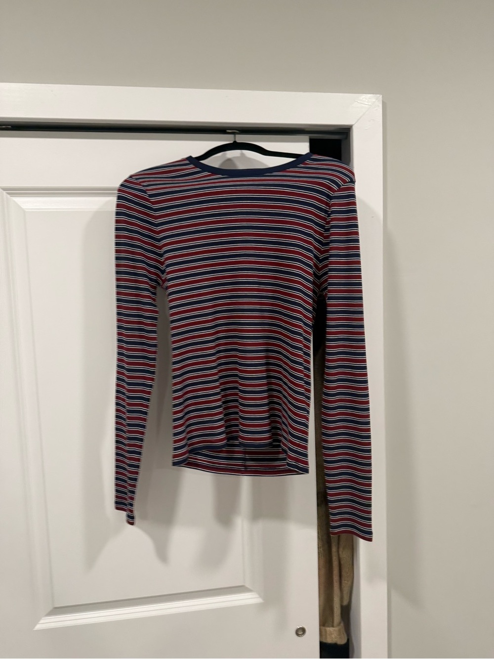 J. Crew Navy, Red & White Striped Crewneck Top